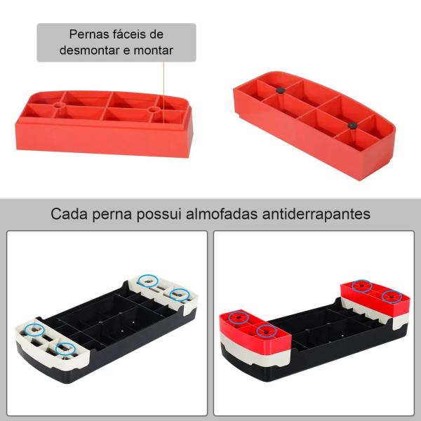 Step para Exercício Aeróbico Plataforma Step com Altura Ajustável em 2 Níveis com Carga Máxima 150kg para Exercício em Academia Casa 68x29x10 - 15cm Preto e Vermelho