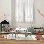 Conjunto de Mesa e Cadeiras para Crianças de 3 Peças Mesa Infantil com 2 Cadeiras Conjunto de Móveis para Atividades Verde