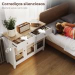 Aparador Branco 3 Portas de Vidro Aparador Sala de Estar Moderno com 2 Gavetas e Prateleiras Ajustáveis 100x35x80,3 cm
