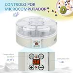 Iogurteira 20W Capacidade 1,26L com 7 Frascos de Cristal de 180 ml Termóstato Ajustável Temporizador de 1 - 48 horas 24x24x13 cm Branco