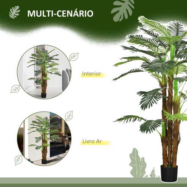 Planta Artificial Decorativa 160 cm Palmeira Artificial com Vaso e Folhas para Interior Verde