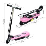 Trotinete Elétrica Dobrável para Crianças e Adolescentes acima de 7 Anos Velocidade de 10km/h Trotinete Elétrica com Guiador Ajustável e Freios Carga Máxima 50kg 78x37x89 - 95cm Rosa