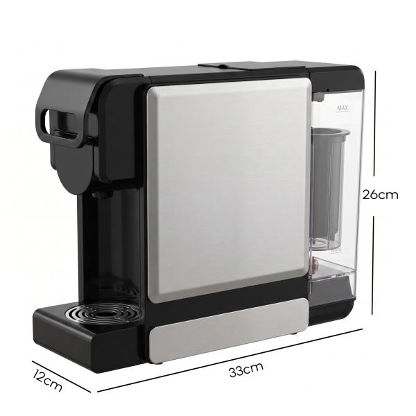 Máquina de Café Expresso 19 Bar Semiautomática com Depósito de Água Amovível 1 L para Cápsulas e Café Moído Preta