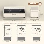 Banco de Arrumação Capacidade de 84 L Estofado em Veludo Banco Pé de Cama para Dormitório 112x42x40 cm Bege