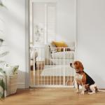 Barreira de Segurança para Cães Extensível para Escadas e Portas 75 - 95cm com Extensão de 10 cm Altura 76 cm Branco