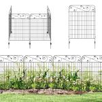 Cercas de Jardim de 4 Painéis 88x110 cm Cercas de Jardim Metálicas Cercas Decorativas com Ângulo Ajustável Preto