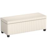 Banco de Arrumação Capacidade de 84 L Estofado em Veludo Banco Pé de Cama para Dormitório 112x42x40 cm Bege