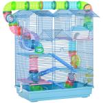 Gaiola de hamster multinível com plataformas domésticas 47x30x59 cm Azul