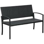 Banco Jardim Lounge Cadeira 2 Lugares Móveis para Jardim Exterior Terraço 2 Lugares Rattan Sintético Carga 320kg 122x60x87cm Estrutura Aço