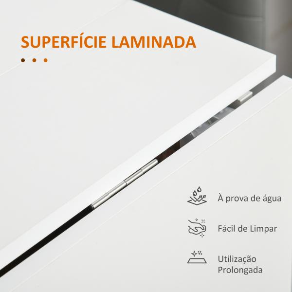 Mesa de Sala de Jantar Dobrável com Rodas Mesa Multifuncional para Sala de Jantar 120x80x73cm Branco e Teca