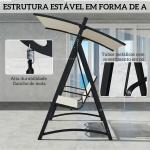 Baloiço de Jardim de 3 Lugares com Teto Ajustável UPF50+ Assento Transpirável e Estrutura em Metal 188x130x183 cm Creme