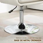 Cadeira de Escritório Giratória 360° Tamborete de Bar Cozinha Cabeleireiro com Encosto Envolvente Altura Ajustável 60x60x79 - 91 cm Branco