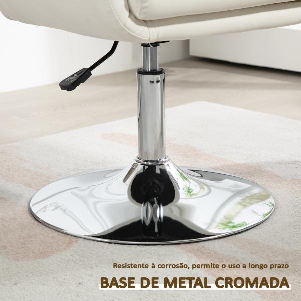 Cadeira de Escritório Giratória 360° Tamborete de Bar Cozinha Cabeleireiro com Encosto Envolvente Altura Ajustável 60x60x79 - 91 cm Branco