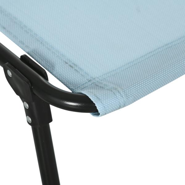 Espreguiçadeira Dobrável com Apoio de Cabeça Reclinável 4 Posições e Estrutura em Aço 189x58x30 cm Azul Claro