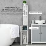 Coluna Casa de Banho com 2 Portas e 2 Prateleiras Armário Alto para Casa de Banho Estilo Moderno 15,2x29,8x118cm Branco