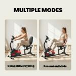 Bicicleta Estática com Encosto 8 Níveis de Resistência Magnética Volante Assento Ajustável Monitor LCD Pulsómetro Suporte de Telemóvel e Rodas Vermelho