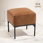 Banco Estofado em PU com Pés de Aço Acolchoado Espesso Estilo Moderno Otomana para Quarto 40x40x46 cm Castanho