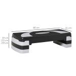 Step para Exercício Aeróbico Plataforma Step com Altura Ajustável em 3 Níveis com Carga Máxima 150kg para Exercício em Academia Casa 80x31x10 - 20cm Preto e Branco