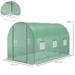 Estufa Tipo Túnel de Jardim 350x200x200cm Estufa de Jardim com 6 Janelas Respiráveis e Porta Enrolável com Zíper para Cultivo de Plantas e Verduras Verde
