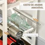 Conjunto de Mesa com 1 Gaveta 2 Prateleiras Cesta Removível e Suporte para Garrafas 119x38,5x88,5cm e 2 Bancos 29x29x55cm Branco