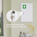 Armário Farmácia de Parede em Aço com 3 Prateleiras de Armazenamento e 2 Chaves para Casa de Banho 30x14x46 cm Branco