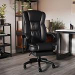Cadeira de Escritório e Giratória Cadeira de Escritório com Altura Ajustável 6 Pontos de Massagem Controle Remoto e Apoio para os Pés Retrátil 68,5x68,5x119 - 127cm Preto