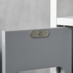 Coluna Casa de Banho com 3 Portas e 3 Prateleiras Abertas Coluna Auxiliar Estilo Moderno 15x17x120cm Branco e Cinza