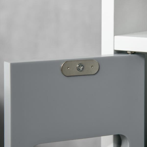 Coluna Casa de Banho com 3 Portas e 3 Prateleiras Abertas Coluna Auxiliar Estilo Moderno 15x17x120cm Branco e Cinza