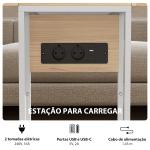 Mesa Auxiliar com Estação de Carga com Tampo Dobrável e Pés Ajustáveis 39x29x57 cm Branco e Madeira