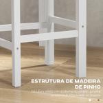 Conjunto de 2 Bancos Altos de Cozinha Bancos de Bar de Madeira com Apoio para os Pés e Encosto Cruzado Carga Máxima 120 kg Branco