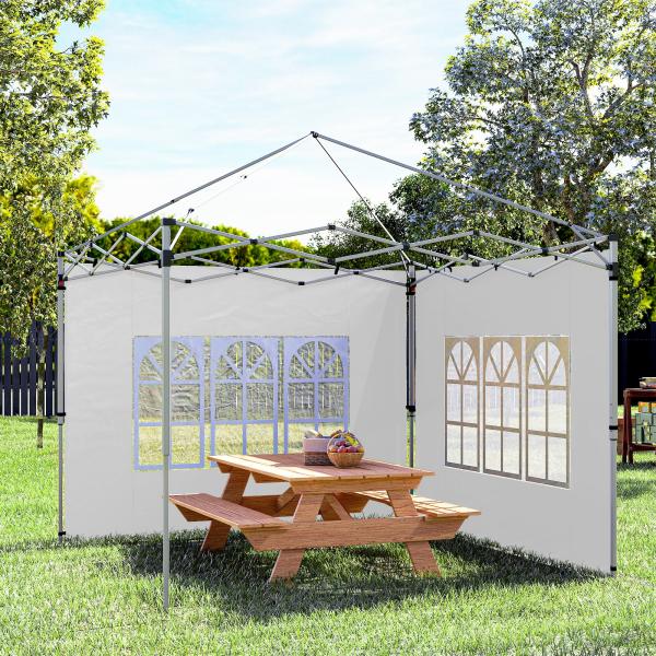 2 Paredes Laterais para Tenda de 3x3 / 3x4 m 295x195 cm Parede de Substituição de Tecido Oxford para Tendas Dobráveis Branco