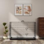 Gaiola para Cães com 2 Portas Gaiola para Animais de Estimação de Arame Dobrável com Alça de Transporte Aço 76x46x52cm Preto