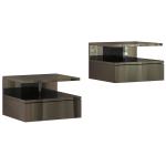 Conjunto de 2 Mesas de Cabeceira Flutuantes com Gaveta e Prateleira Aberta para Sala de Estar, 35x32x22,5 cm Preto Brilhante