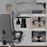 Cadeira de Escritório com 6 Pontos de Massagem e 5 Modos Reclinável com Função de Aquecimento 66x74x114 - 121,5 cm Cinza
