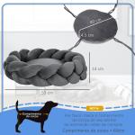 Cama para Cães Pequenos Lavável Cama para Animais de Estimação Redonda com Almofada Independente 55x55x14 cm Cinza