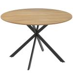 Mesa de Refeição Redonda para 4 Pessoas Mesa de Cozinha Industrial com Estrutura de Aço Ø120x75 cm Madeira