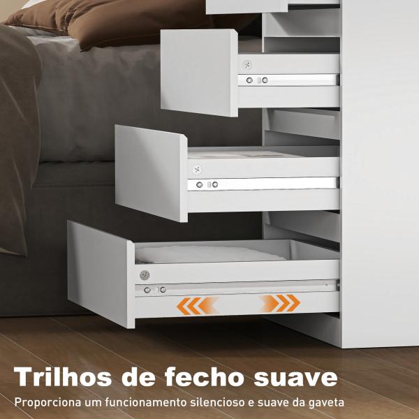Cómoda com 4 Gavetas com Fecho Suave para Quarto Escritório Estilo Moderno 45x40x68 cm Branco