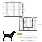 Parque para Cães com 12 Painéis Recinto para Animais de Estimação Modular com 2 Portas 80x60 cm Preto