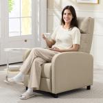Poltrona Relax Reclinável até 155° Poltrona Reclinável Manual para Pessoas com Altura Inferior 195 cm 67x87x98 cm Bege