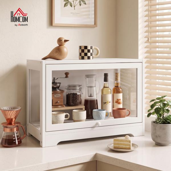Vitrine Expositora para Coleções com Porta Acrílica Elevatória Deslizante para Figuras Decorativas 59x30x40 cm Branco