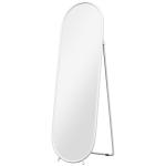 Espelho de Pé Oval 160x40 cm Espelho de Corpo Inteiro com Moldura Metálica Suporte e 2 Formas de Utilização Branco