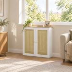Cobre - radiador com 2 Portas em Rotim para Sala e Quarto 78x19x75 cm Branco