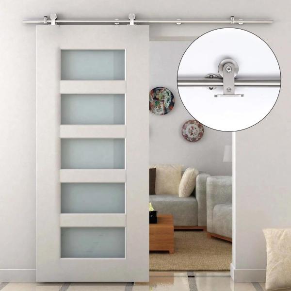 Ferragens para Porta Corredeira Kit de Acessórios para Porta Corredeira com Trilho de Aço Inoxidável Ø2,5x200cm Prata