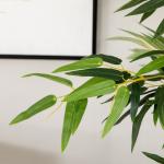 Planta Artificial em Vaso de Madeira de Pinho 180cm Bambu Artificial com 1640 Folhas Realistas 35x10x180 cm Verde