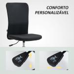 Cadeira de Escritório sem Apoio para os Braços Estofada em Linho Sintético com Altura Ajustável 53x43x85 - 93 cm Preto