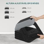 Step para Fitness Stepper Antiderrapante com Altura Ajustável de 10/15/20/25/30 cm Suporta até 150 kg Cinzento