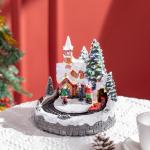 Aldeia de Natal com Luzes LED Trem Giratório e Música Decoração de Natal 20x19,5x20cm Multicor