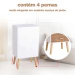 Mesa de Cabeceira com 4 Gavetas Amplo Espaço de Armazenamento para Dormitório 40x30x75 cm Branco e Madeira