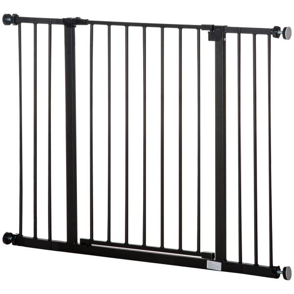 Barreira de Segurança para Animais de Estimação Extensível para Escadas e Portas Barreira de Segurança para Cães 76 - 107x76 cm Preto