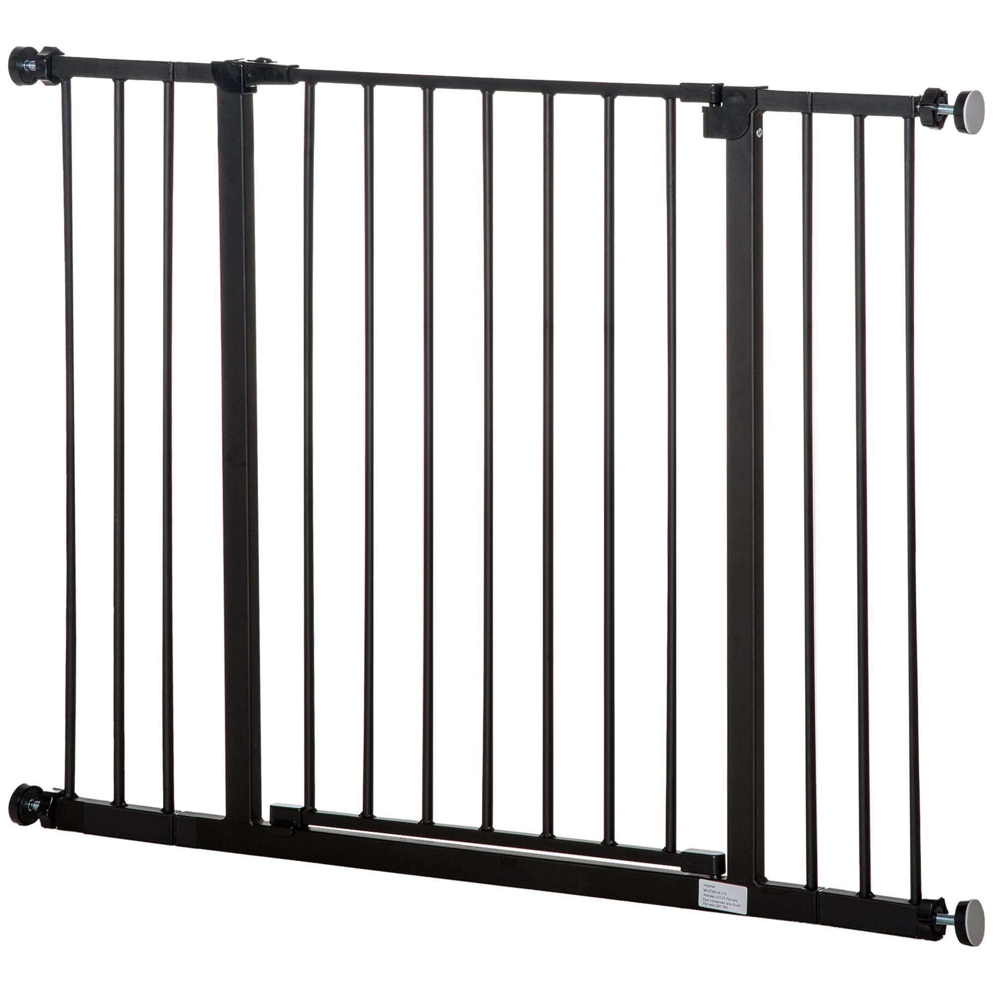 Barreira de Segurança para Animais de Estimação Extensível para Escadas e Portas Barreira de Segurança para Cães 76 - 107x76 cm Preto